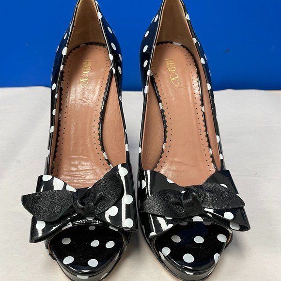 Red Valentino Polka Dot Peep Toe Heels - Size 37.5 (7) - Picture 1 of 10